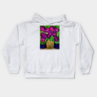 abstract purple flowers Kids Hoodie